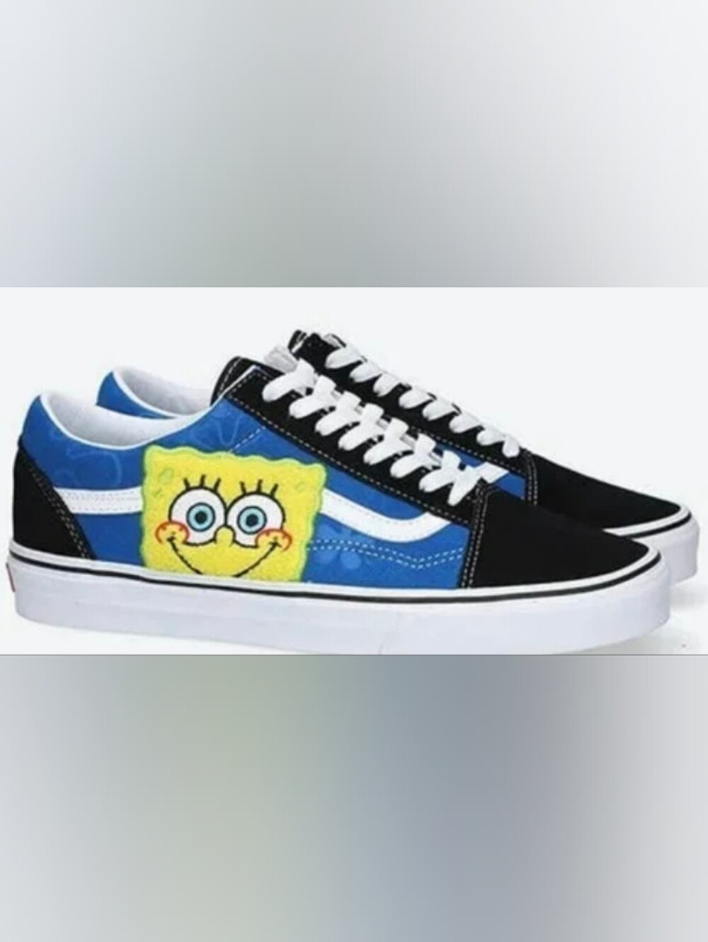 Women's  Van's Blue And Black Seude SpongeBob Graphic Skate Shoes - 7.5 Euc